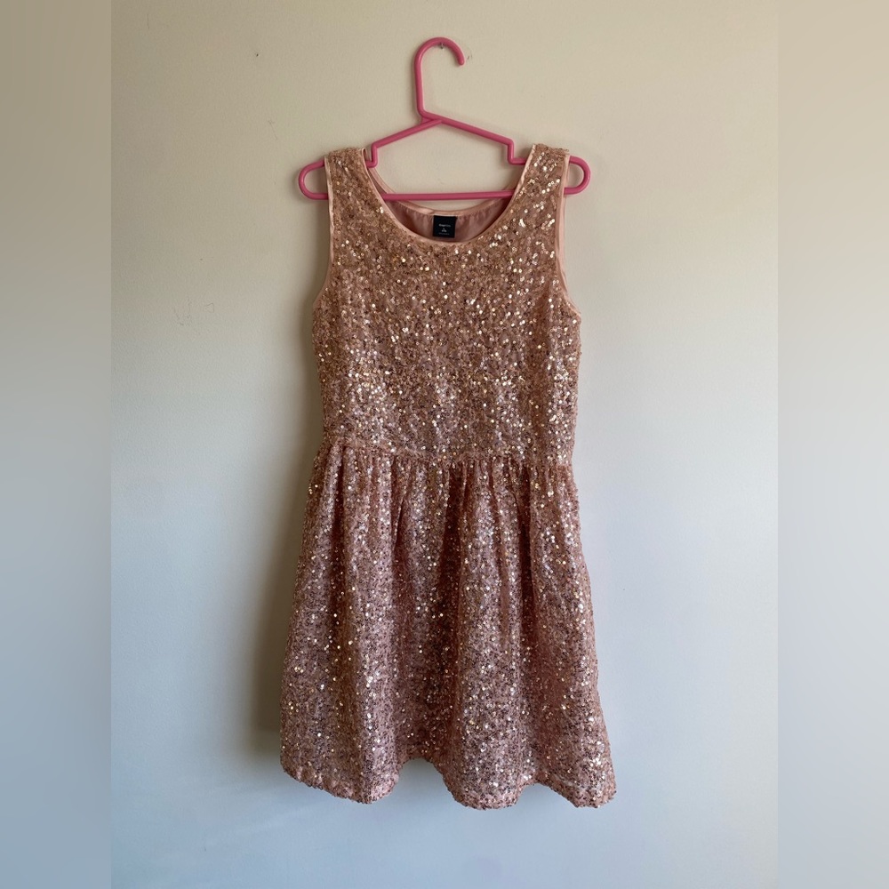 GapKids Rose Gold Sequin Dress, Size 10